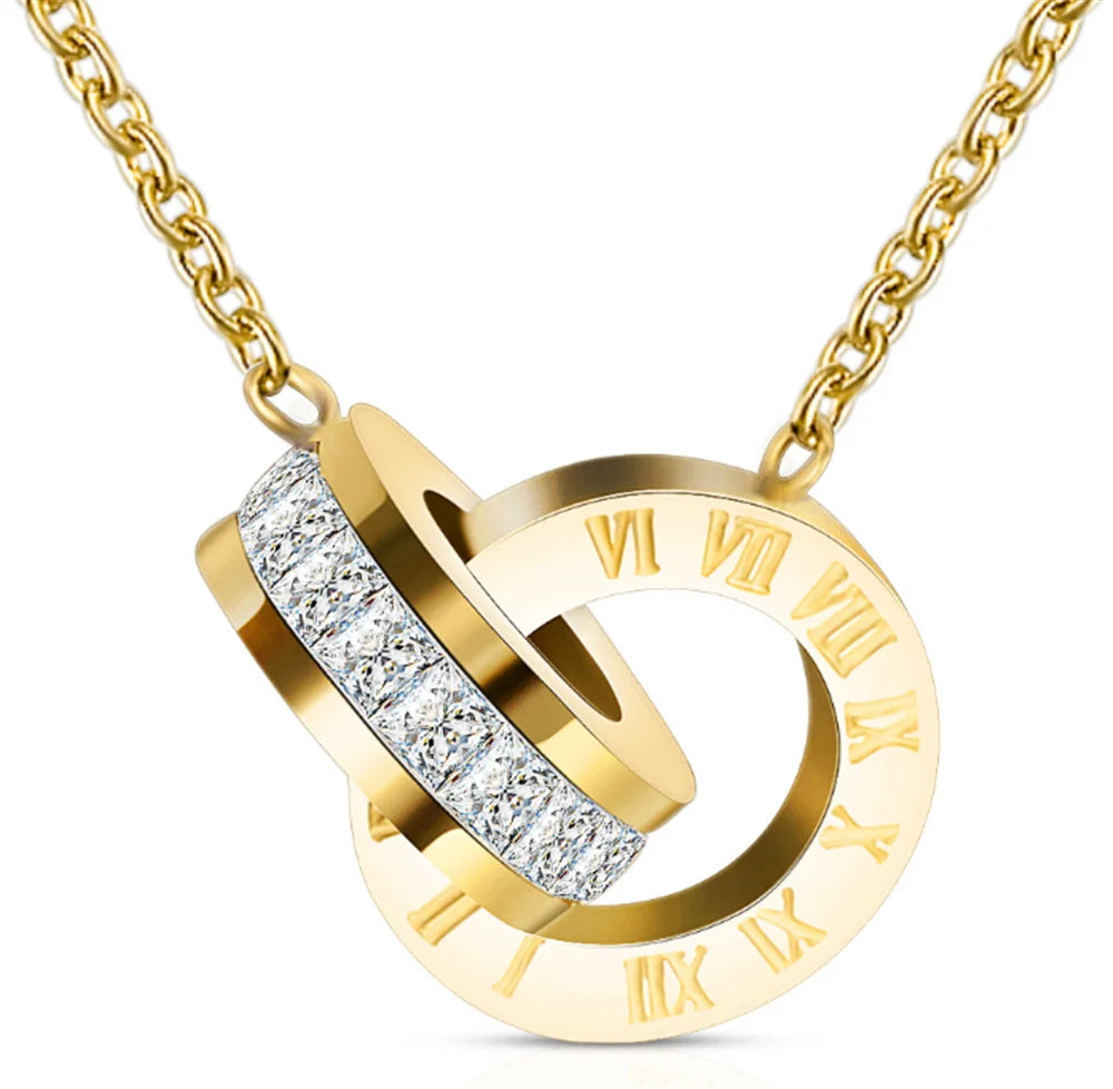 Luxury Roman Numeral Necklace Earring Bracelet For Women Party 316L Stainless Steel Jewelry Set Gift Box Streetsharks