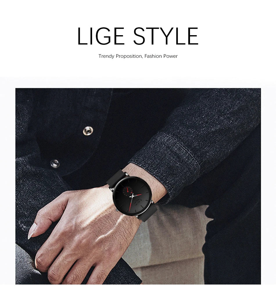 LIGE New Fashion Mens Watches Top Brand Luxury Sport Waterproof Simple Ultra-Thin Watches Men Quartz Clock Relogio Masculino+Box luxecrown.co.uk