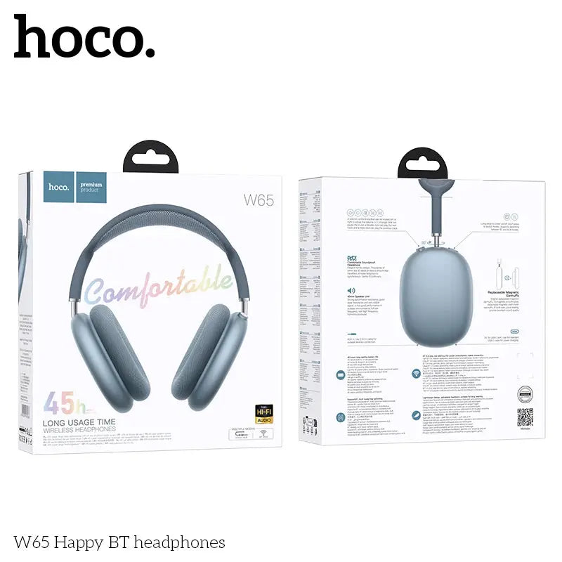 HOCO W65 New Bluetooth 5.4 Headphone Over Ear Big Earphones Hifi Audio Music Sport Gaming Headsets for Iphone Android With Mic luxecrown.co.uk