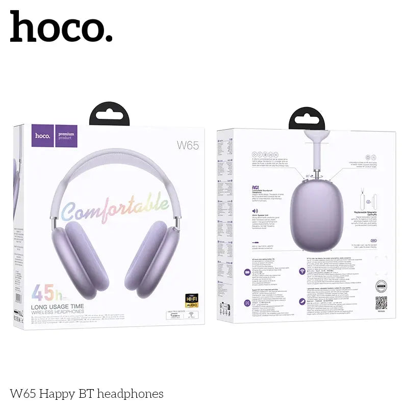 HOCO W65 New Bluetooth 5.4 Headphone Over Ear Big Earphones Hifi Audio Music Sport Gaming Headsets for Iphone Android With Mic luxecrown.co.uk