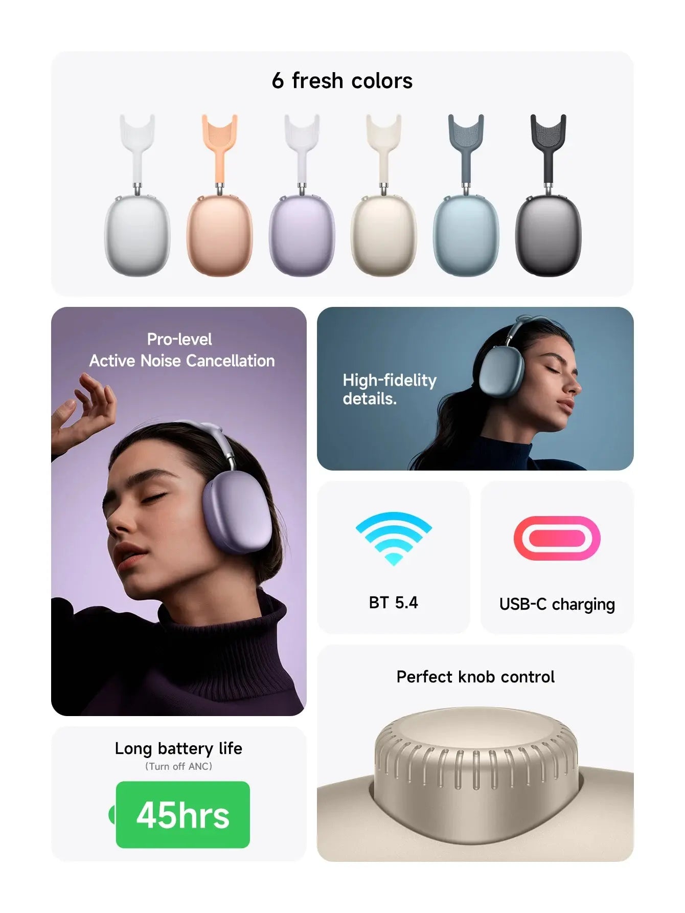 HOCO W65 Plus: Over-Ear ANC Headphones, AirPods Max Style luxecrown.co.uk