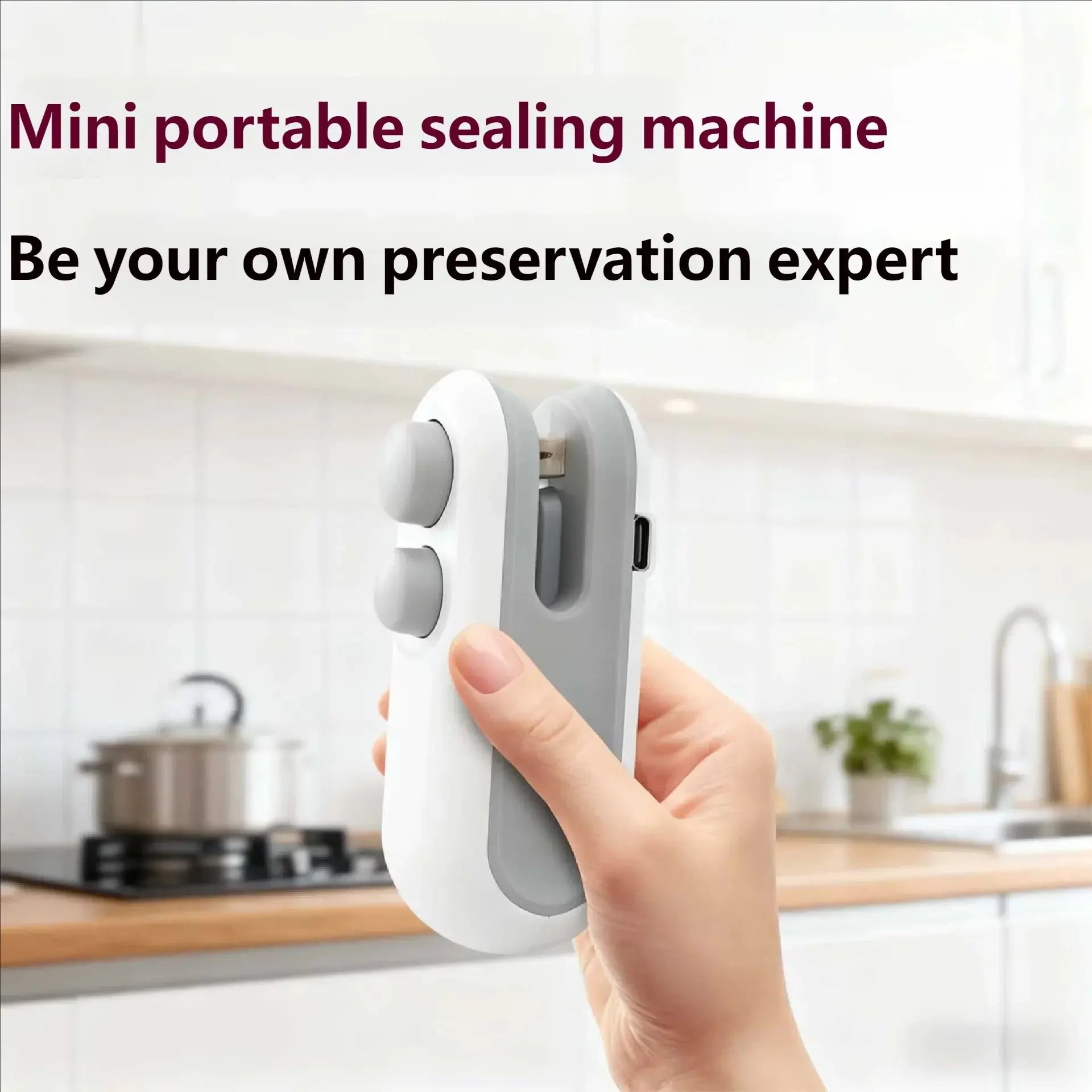 HOMEFISH Mini Handheld Heat Sealer USB Rechargeable Food Storage Bag Plastic Packaging Machine Clip Bag Portable Food Sealer luxecrown.co.uk