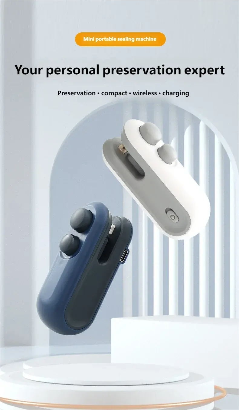 HOMEFISH Mini Handheld Heat Sealer USB Rechargeable Food Storage Bag Plastic Packaging Machine Clip Bag Portable Food Sealer luxecrown.co.uk