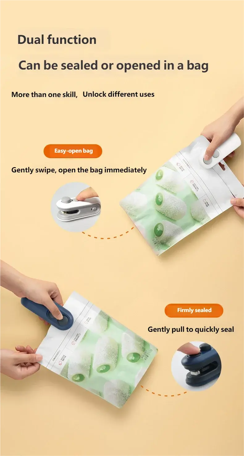 HOMEFISH Mini Handheld Heat Sealer USB Rechargeable Food Storage Bag Plastic Packaging Machine Clip Bag Portable Food Sealer luxecrown.co.uk