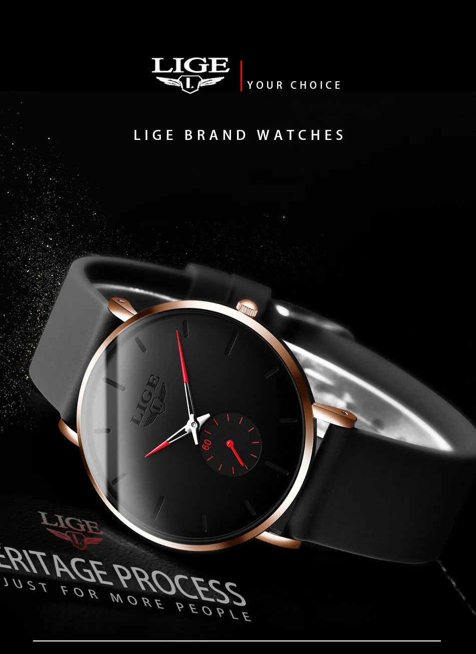 LIGE New Fashion Mens Watches Top Brand Luxury Sport Waterproof Simple Ultra-Thin Watches Men Quartz Clock Relogio Masculino+Box luxecrown.co.uk