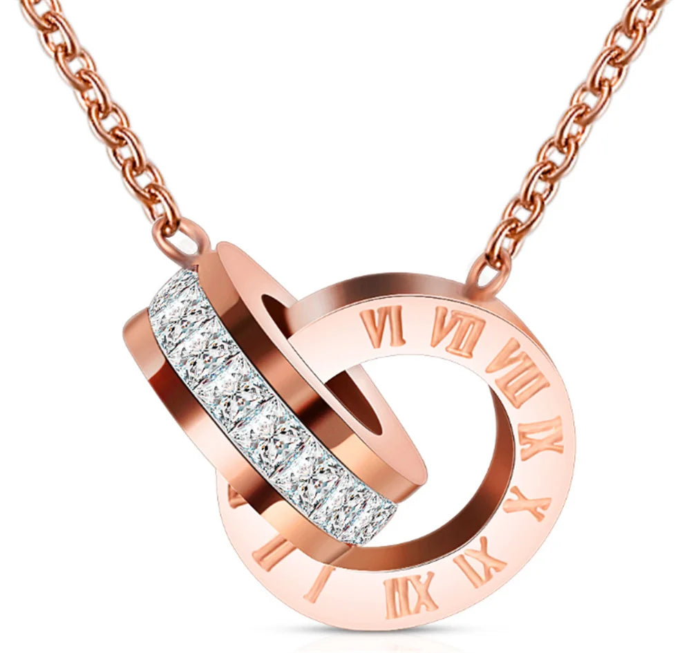 Luxury Roman Numeral Necklace Earring Bracelet For Women Party 316L Stainless Steel Jewelry Set Gift Box Streetsharks