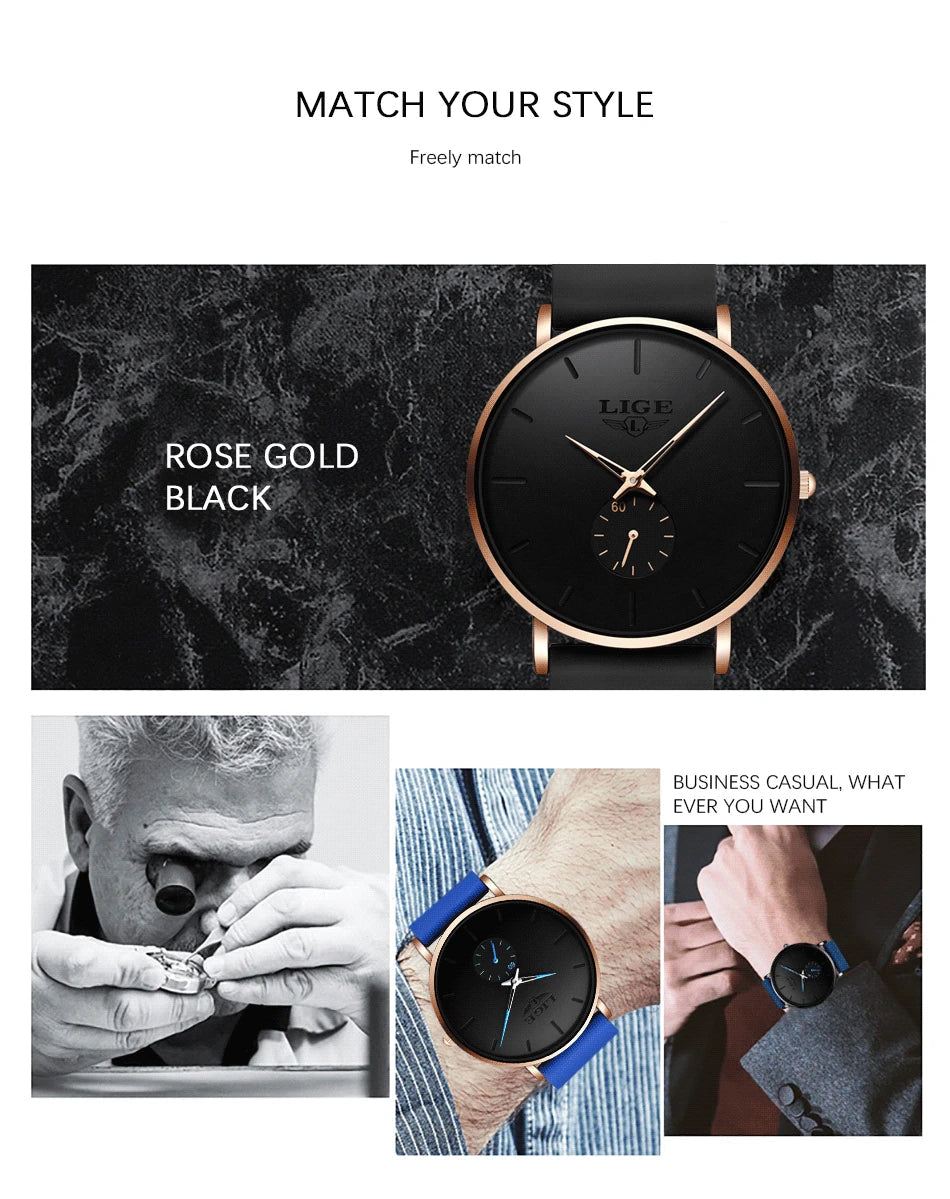 LIGE New Fashion Mens Watches Top Brand Luxury Sport Waterproof Simple Ultra-Thin Watches Men Quartz Clock Relogio Masculino+Box luxecrown.co.uk