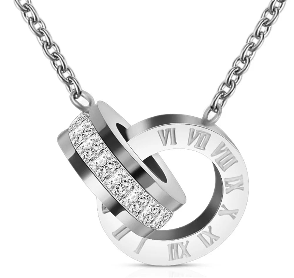 Luxury Roman Numeral Necklace Earring Bracelet For Women Party 316L Stainless Steel Jewelry Set Gift Box Streetsharks