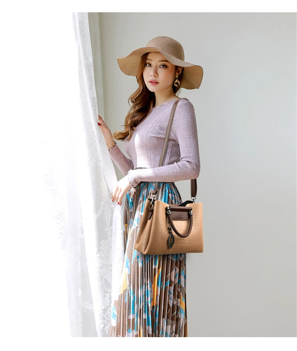 Brand Leather 3 Layers Alligator Crossbody Bag for Women Female Shoulder Messenger Sac Luxury Designer Ladies Handbags Streetsharks