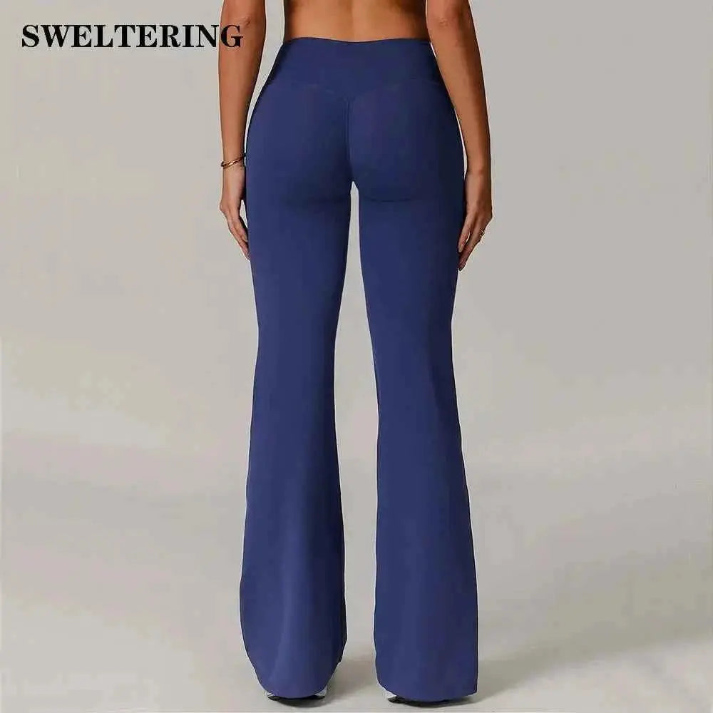 High Waist Wide Leg Pants Leggings Women Tights Fitness Bell-bottoms Yoga Elastic Leggings Push Up Gym Workout Flared Pants