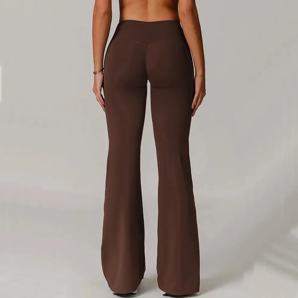 High Waist Wide Leg Pants Leggings Women Tights Fitness Bell-bottoms Yoga Elastic Leggings Push Up Gym Workout Flared Pants luxecrown.co.uk