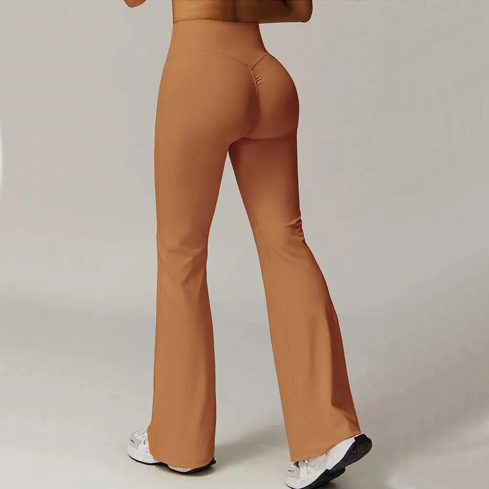 High Waist Wide Leg Pants Leggings Women Tights Fitness Bell-bottoms Yoga Elastic Leggings Push Up Gym Workout Flared Pants luxecrown.co.uk