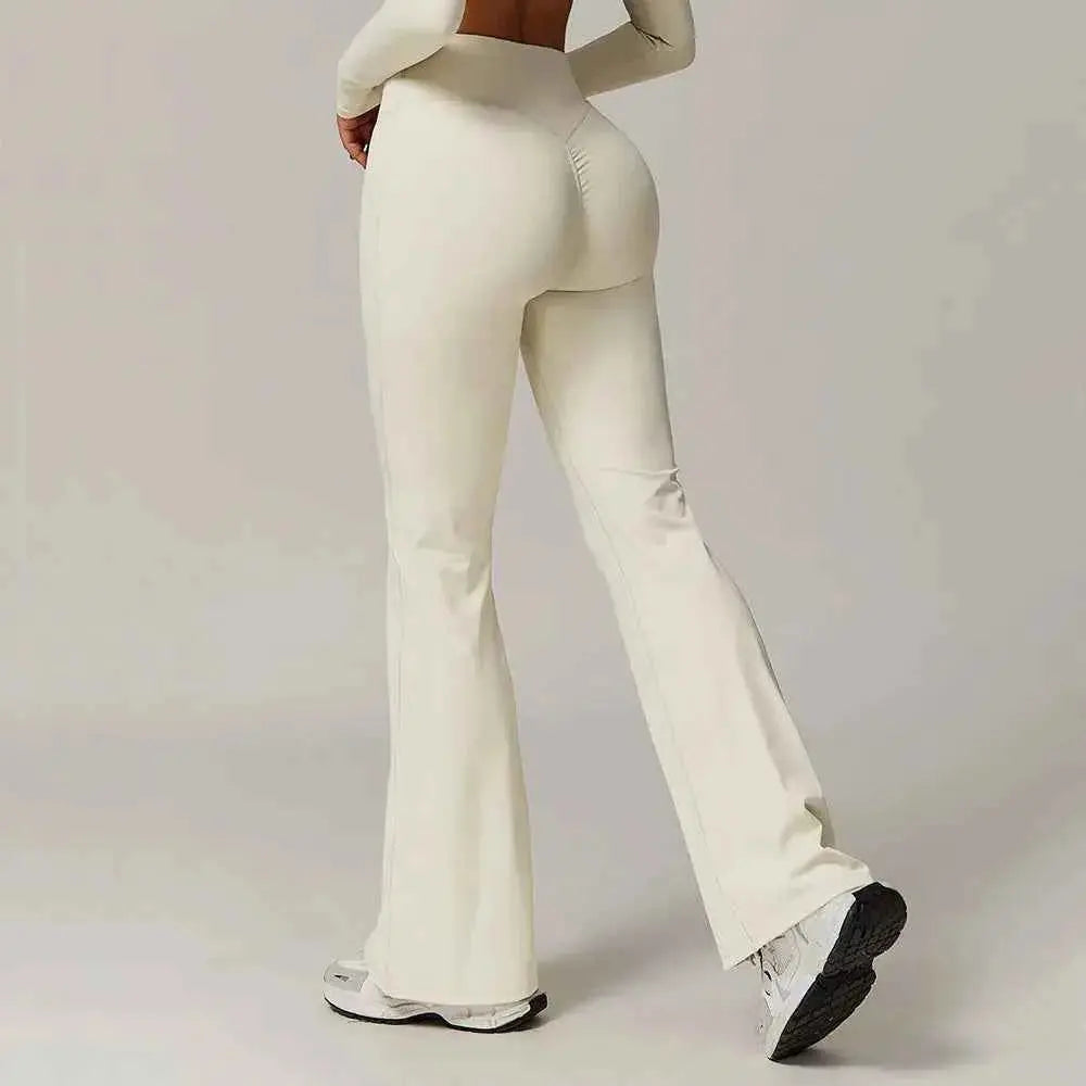 High Waist Wide Leg Pants Leggings Women Tights Fitness Bell-bottoms Yoga Elastic Leggings Push Up Gym Workout Flared Pants
