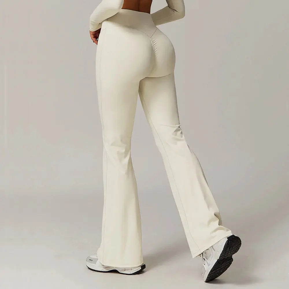 High Waist Wide Leg Pants Leggings Women Tights Fitness Bell-bottoms Yoga Elastic Leggings Push Up Gym Workout Flared Pants luxecrown.co.uk