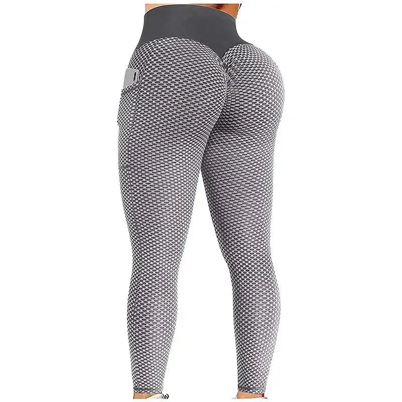High Waist Women's Casual Fitness Trousers with Pockets Scrunch Butt Workout Leggings Push up Yoga Gym Tights S-3XL luxecrown.co.uk