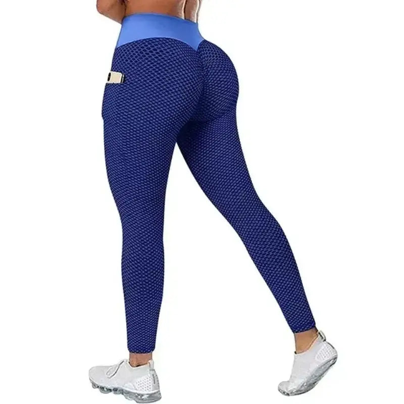 High Waist Women's Casual Fitness Trousers with Pockets Scrunch Butt Workout Leggings Push up Yoga Gym Tights S-3XL luxecrown.co.uk