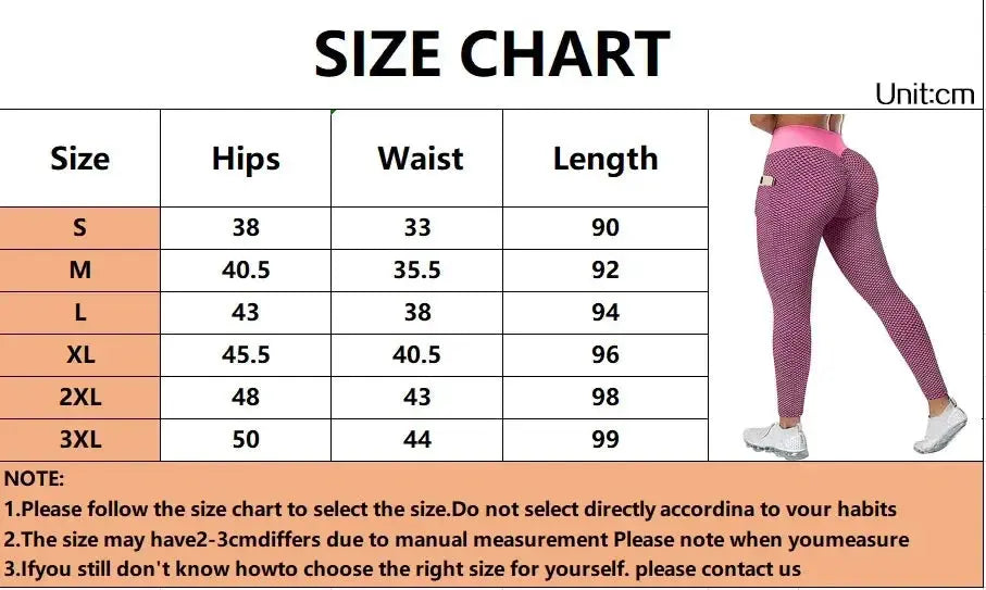 High Waist Women's Casual Fitness Trousers with Pockets Scrunch Butt Workout Leggings Push up Yoga Gym Tights S-3XL luxecrown.co.uk