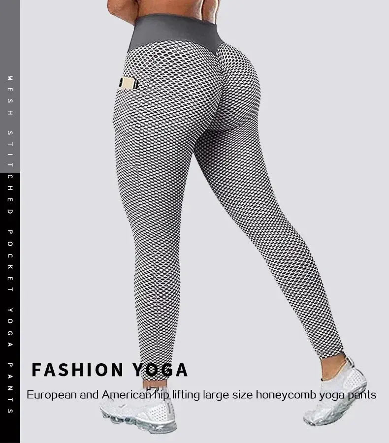High Waist Women's Casual Fitness Trousers with Pockets Scrunch Butt Workout Leggings Push up Yoga Gym Tights S-3XL luxecrown.co.uk