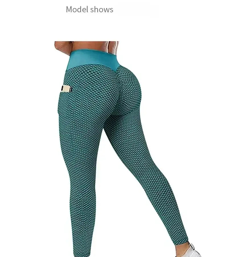 High Waist Women's Casual Fitness Trousers with Pockets Scrunch Butt Workout Leggings Push up Yoga Gym Tights S-3XL luxecrown.co.uk