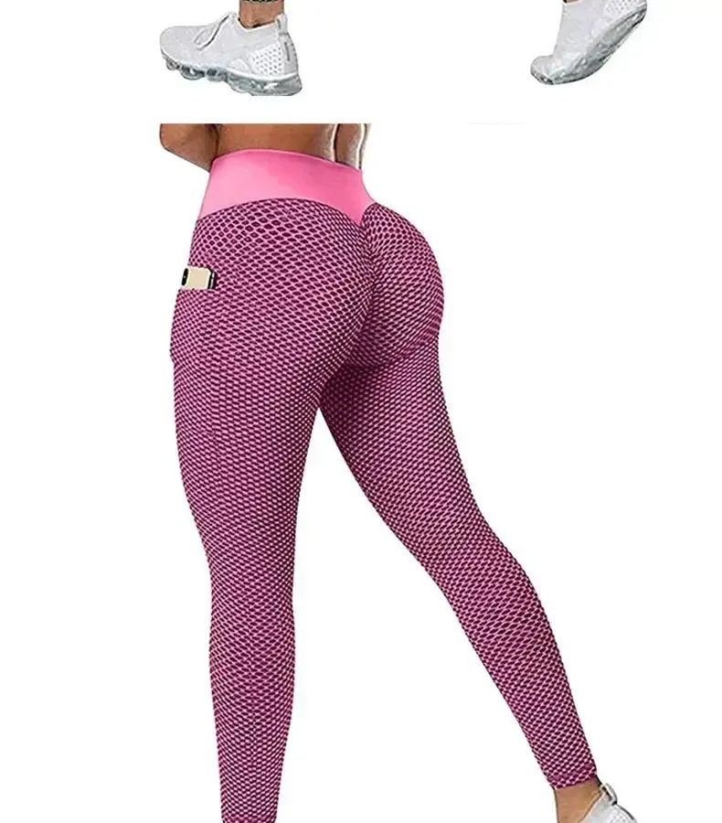 High Waist Women's Casual Fitness Trousers with Pockets Scrunch Butt Workout Leggings Push up Yoga Gym Tights S-3XL luxecrown.co.uk