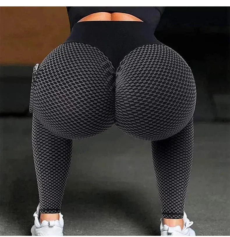 High Waist Women's Casual Fitness Trousers with Pockets Scrunch Butt Workout Leggings Push up Yoga Gym Tights S-3XL luxecrown.co.uk