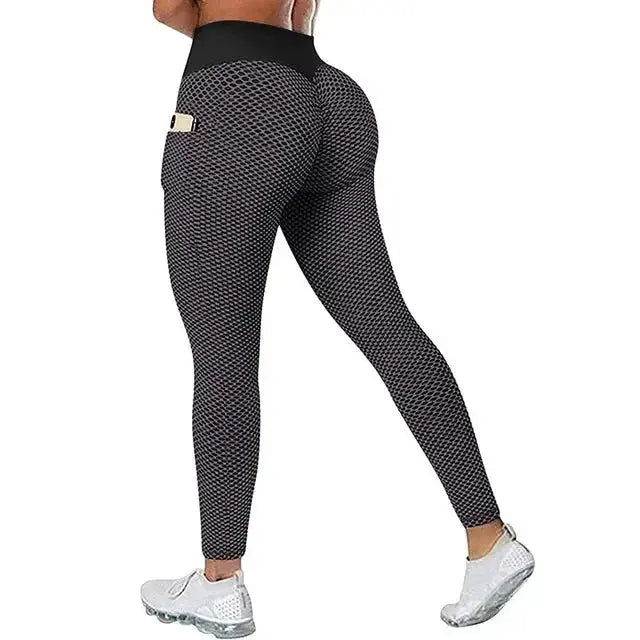 High Waist Women's Casual Fitness Trousers with Pockets Scrunch Butt Workout Leggings Push up Yoga Gym Tights S-3XL luxecrown.co.uk