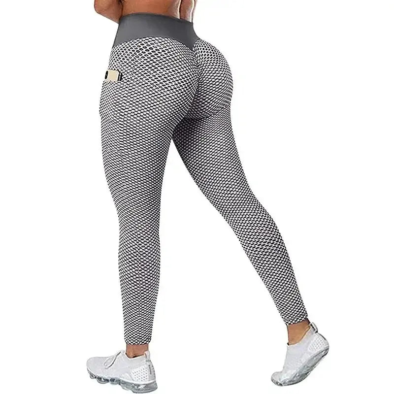 High Waist Women's Casual Fitness Trousers with Pockets Scrunch Butt Workout Leggings Push up Yoga Gym Tights S-3XL luxecrown.co.uk