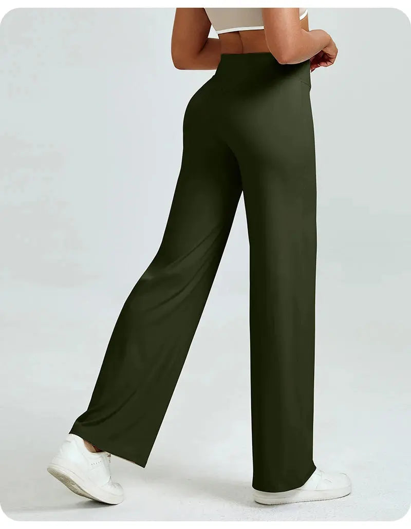 High Waisted Straight Leg Yoga Pants for Women, Naked Feeling Butt Lifting Loose Fit Workout Trousers, Slimming Gym Pants luxecrown.co.uk