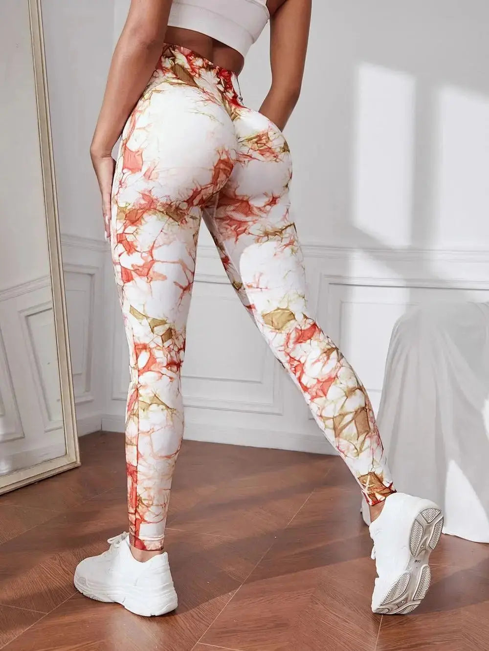 Hip Liftting Seamless Fitness Yoga Leggings Tie Dye Exercise Tights For Women Tummy Control High Waist Workout Pants luxecrown.co.uk