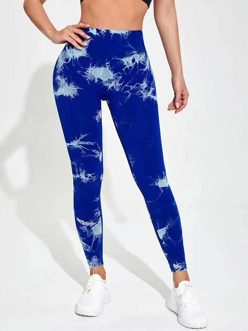 Hip Liftting Seamless Fitness Yoga Leggings Tie Dye Exercise Tights For Women Tummy Control High Waist Workout Pants luxecrown.co.uk
