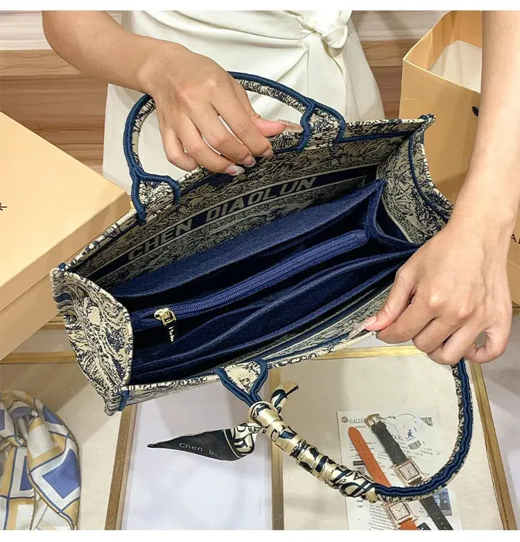 Hong Kong Embroidery Portable Tote Bag New Spring and Summer Large Capacity Premium Commuter Bag luxecrown.co.uk