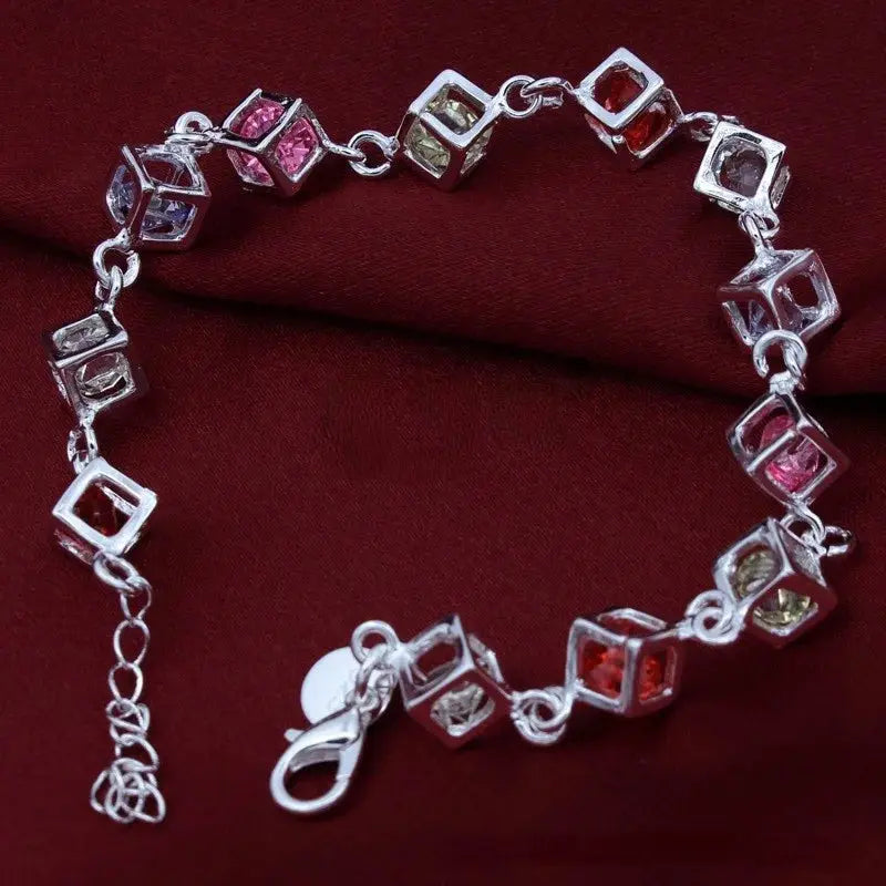 Hot fine 925 Sterling Silver zircon lattice Bracelets for woman Luxury brands jewelry Wedding party Christmas gifts Streetsharks