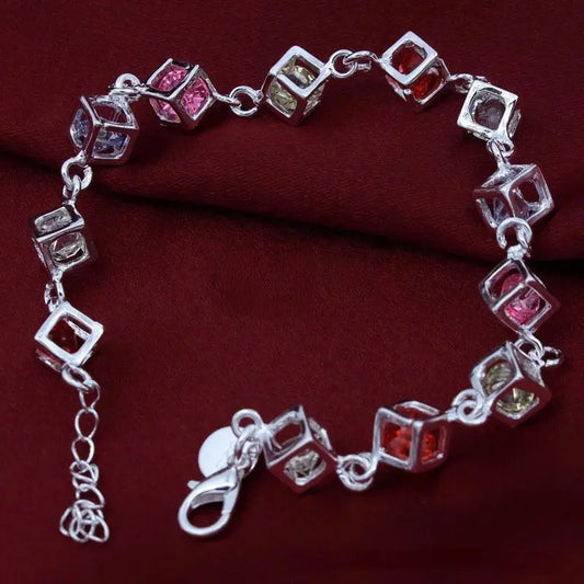 Hot fine 925 Sterling Silver zircon lattice Bracelets for woman Luxury brands jewelry Wedding party Christmas gifts Streetsharks
