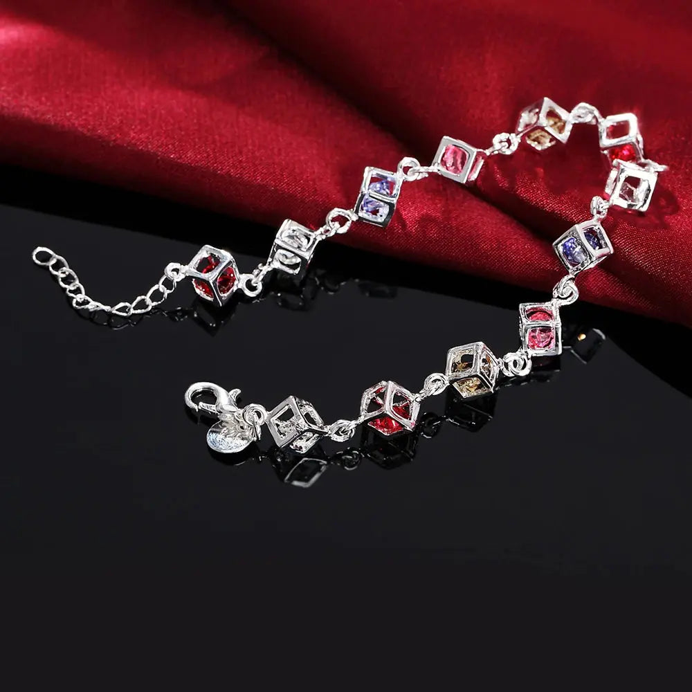 Hot fine 925 Sterling Silver zircon lattice Bracelets for woman Luxury brands jewelry Wedding party Christmas gifts Streetsharks
