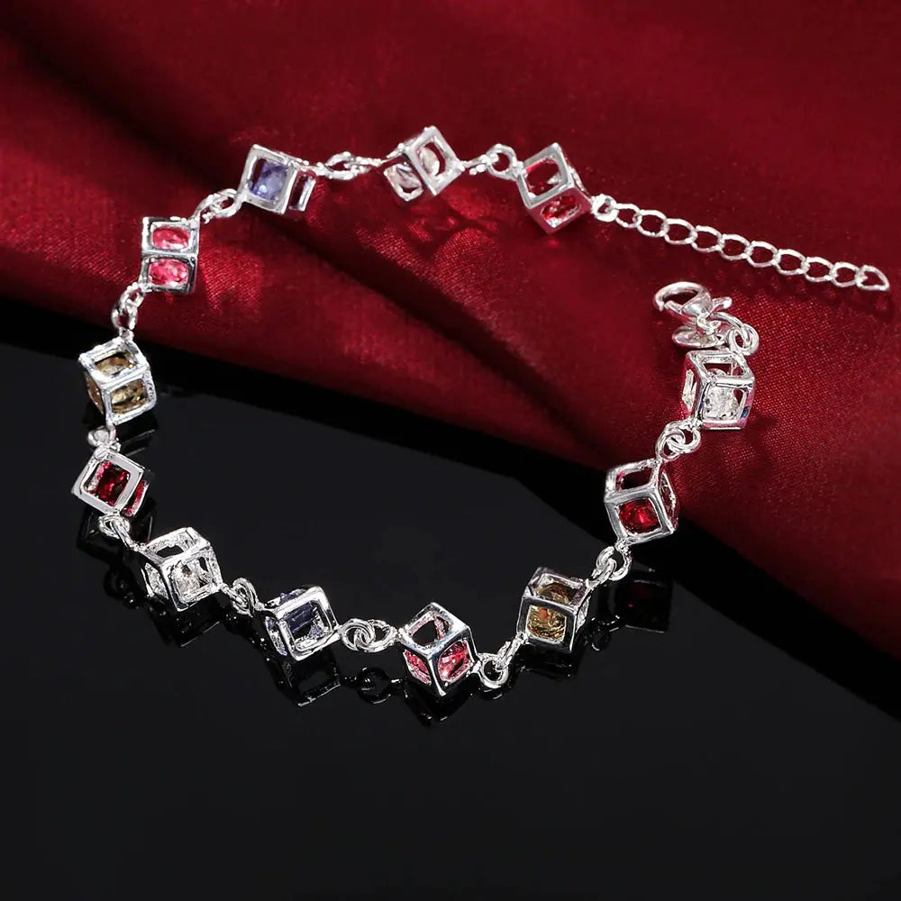 Hot fine 925 Sterling Silver zircon lattice Bracelets for woman Luxury brands jewelry Wedding party Christmas gifts Streetsharks