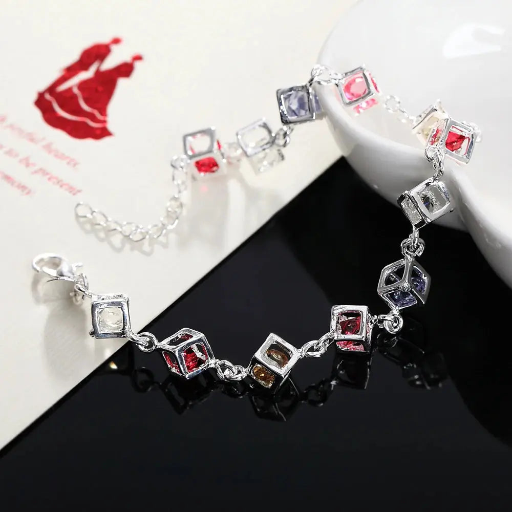 Hot fine 925 Sterling Silver zircon lattice Bracelets for woman Luxury brands jewelry Wedding party Christmas gifts Streetsharks