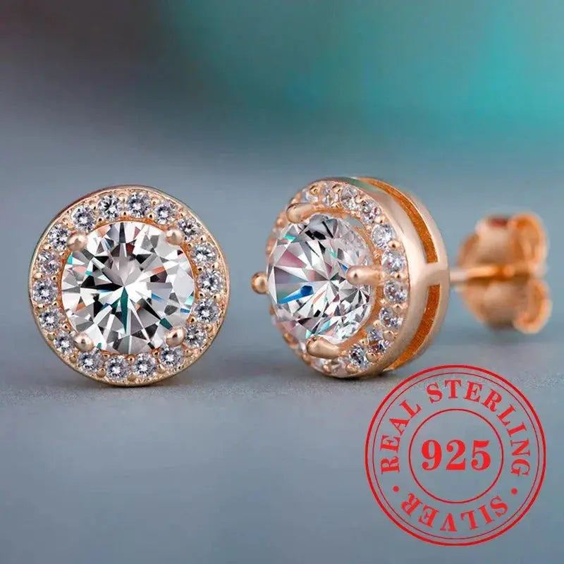 Huitan 925 Sterling Silver Shining White Cubic Zirconia Stud Earrings Luxury High Quality Jewelry Women Wedding Eternity Jewelry Streetsharks