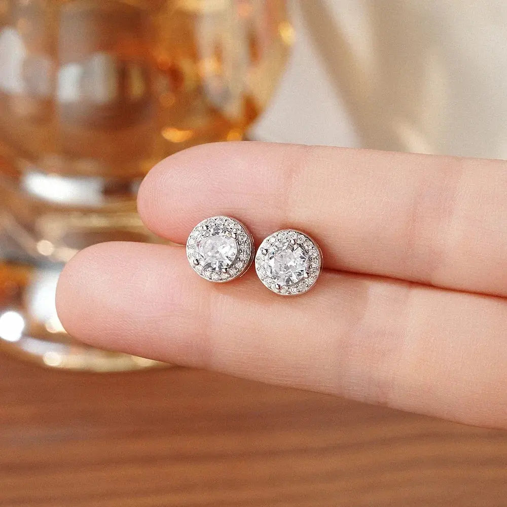 Huitan 925 Sterling Silver Shining White Cubic Zirconia Stud Earrings Luxury High Quality Jewelry Women Wedding Eternity Jewelry Streetsharks