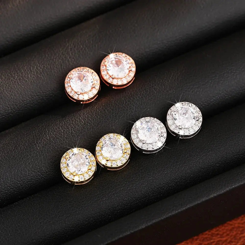 Huitan 925 Sterling Silver Shining White Cubic Zirconia Stud Earrings Luxury High Quality Jewelry Women Wedding Eternity Jewelry Streetsharks