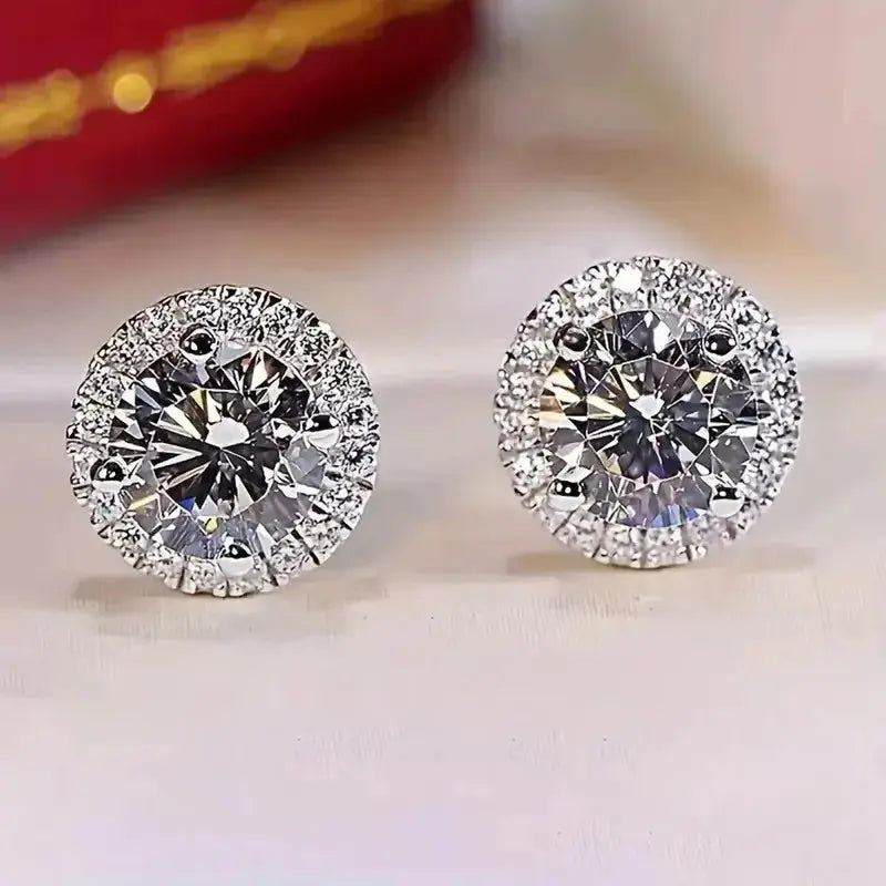 Huitan 925 Sterling Silver Shining White Cubic Zirconia Stud Earrings Luxury High Quality Jewelry Women Wedding Eternity Jewelry Streetsharks