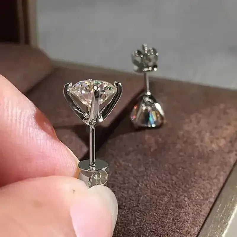 Huitan 925 Sterling Silver Shining White Cubic Zirconia Stud Earrings Luxury High Quality Jewelry Women Wedding Eternity Jewelry Streetsharks