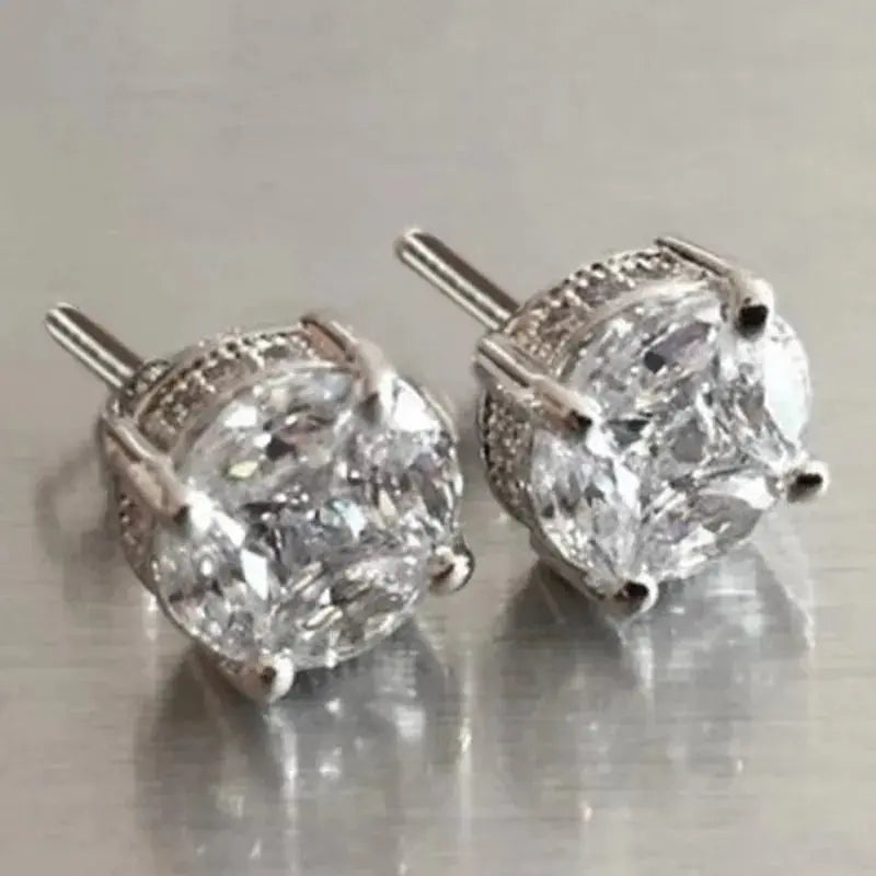 Huitan 925 Sterling Silver Shining White Cubic Zirconia Stud Earrings Luxury High Quality Jewelry Women Wedding Eternity Jewelry Streetsharks