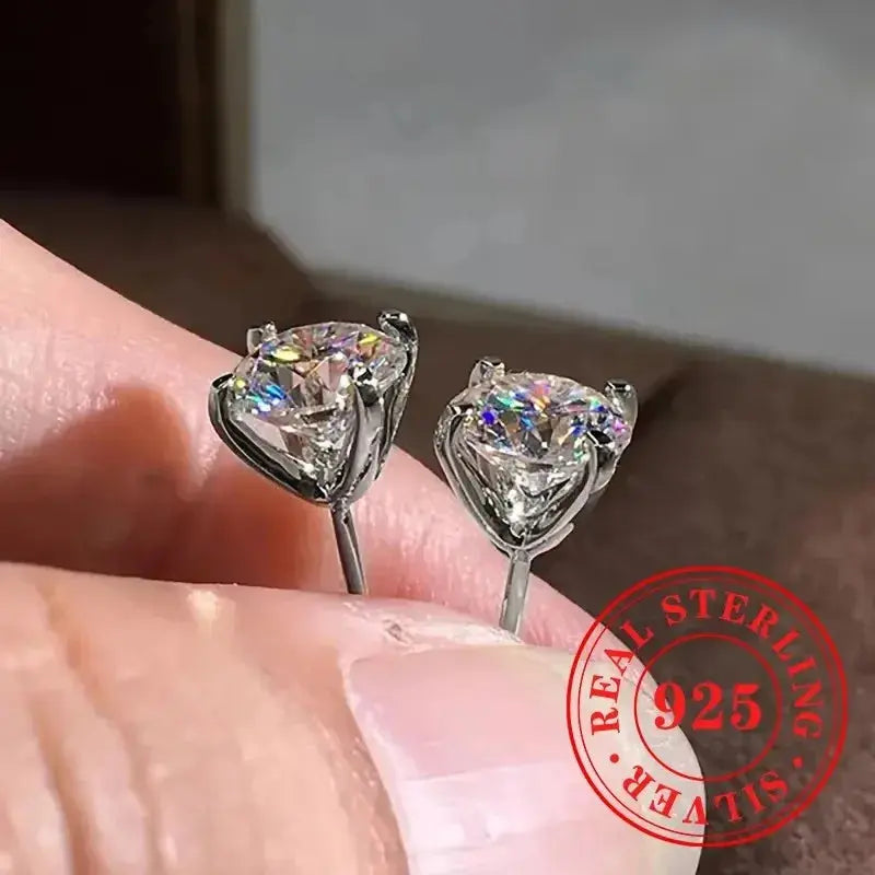 Huitan 925 Sterling Silver Shining White Cubic Zirconia Stud Earrings Luxury High Quality Jewelry Women Wedding Eternity Jewelry Streetsharks