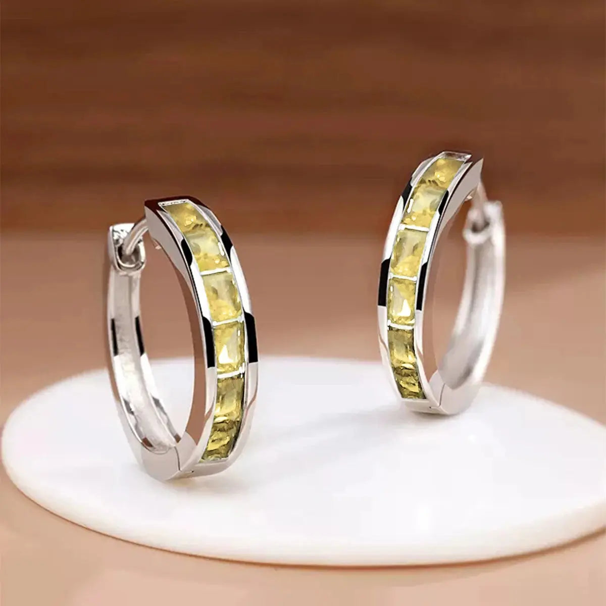 Huitan Classic Design Women Hoop Earrings Full with Princess Square CZ Simple and Elegant Female Accessories Versatile Jewelry luxecrown.co.uk