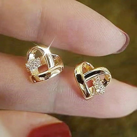 Huitan Eternity Love Earrings Ear Stud Piercing Silver Color/Gold Color Fashion Heart Earrings for Women Chic Wedding Jewelry luxecrown.co.uk