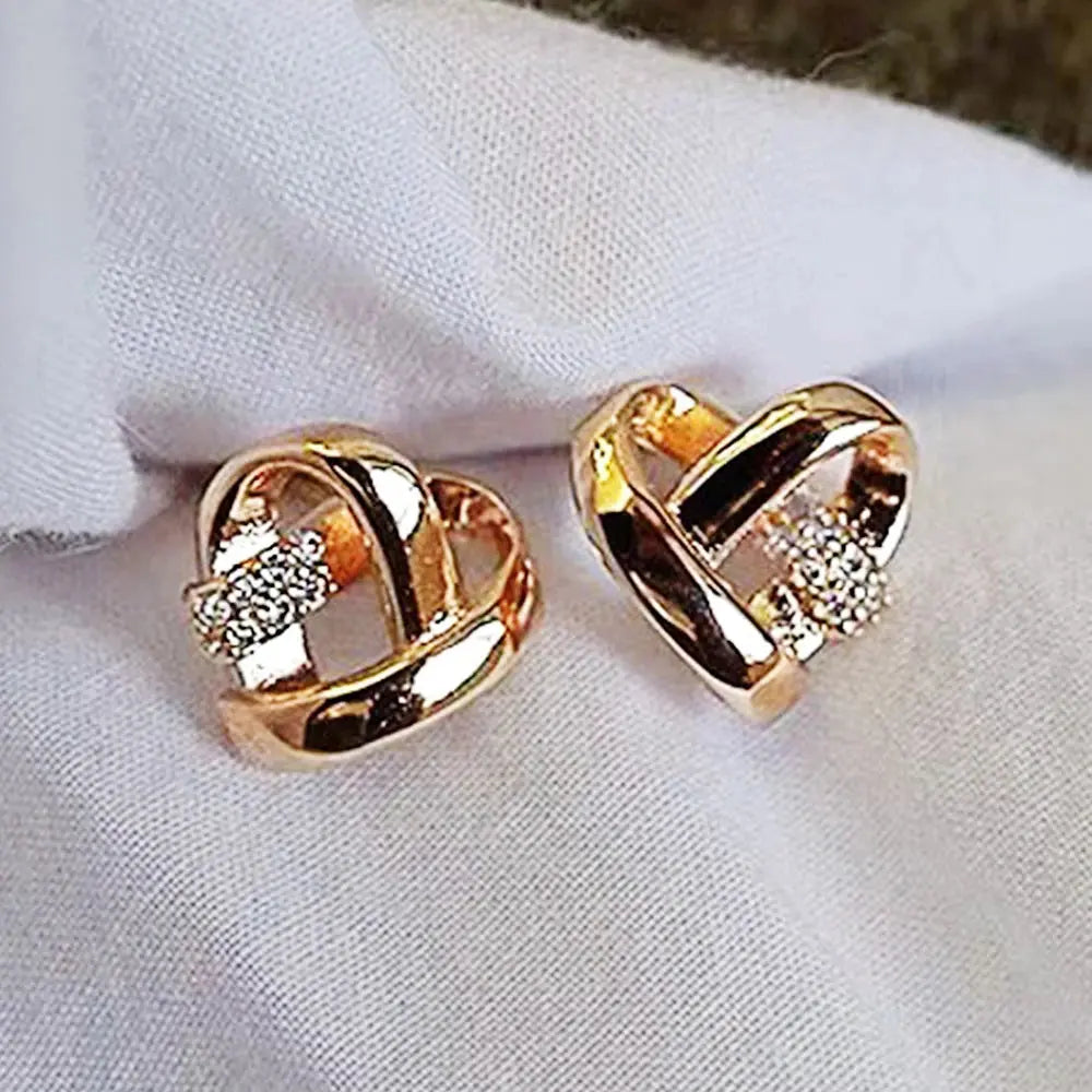 Huitan Eternity Love Earrings Ear Stud Piercing Silver Color/Gold Color Fashion Heart Earrings for Women Chic Wedding Jewelry luxecrown.co.uk