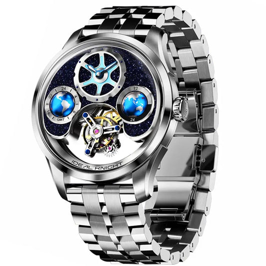IDEAL KNIGHT Top Brand Luxruy Mens Watch Advanced Tourbillon Automatic Mechanical Watch Waterproof Luminous Dual Region Time luxecrown.co.uk