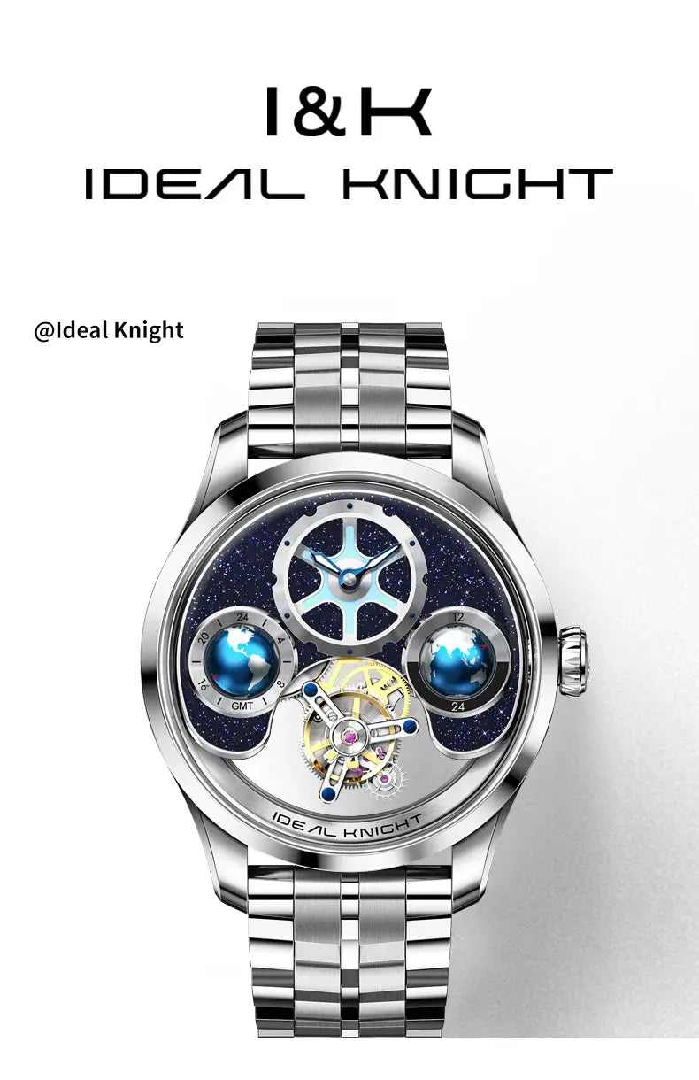 IDEAL KNIGHT Top Brand Luxruy Mens Watch Advanced Tourbillon Automatic Mechanical Watch Waterproof Luminous Dual Region Time luxecrown.co.uk