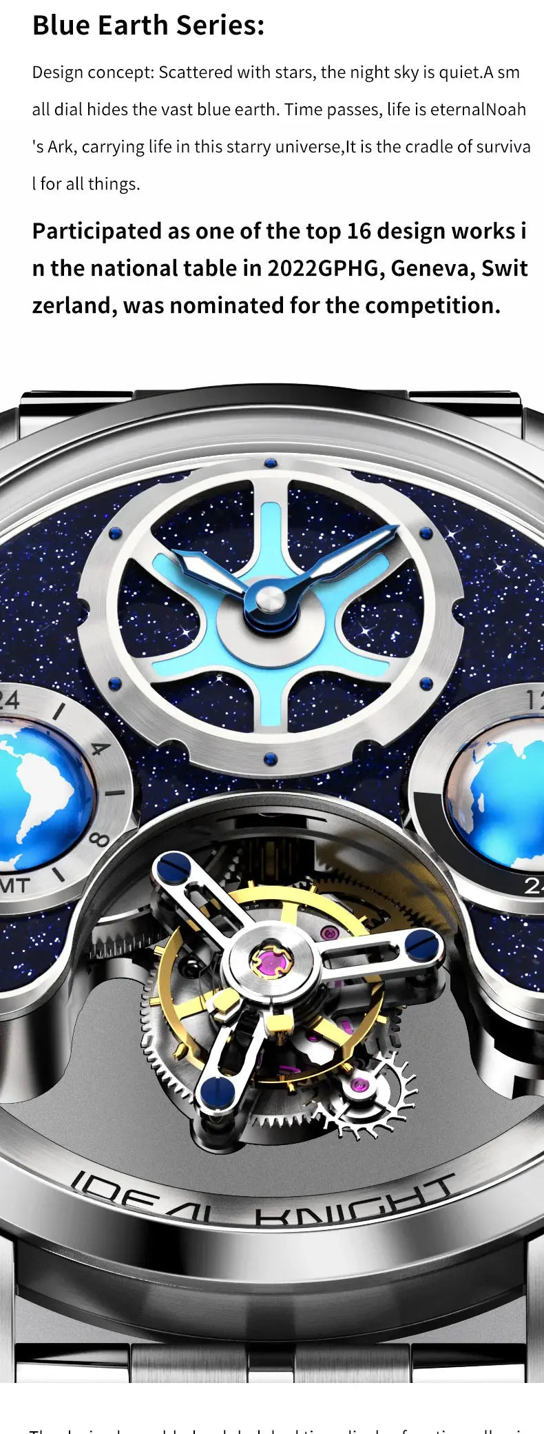 IDEAL KNIGHT Top Brand Luxruy Mens Watch Advanced Tourbillon Automatic Mechanical Watch Waterproof Luminous Dual Region Time luxecrown.co.uk