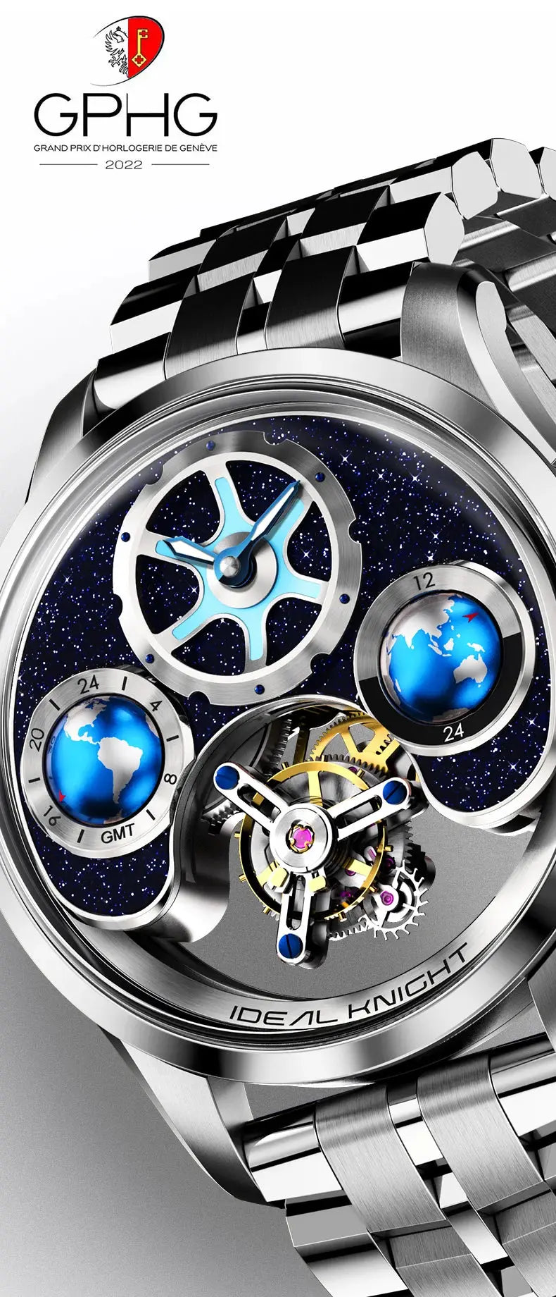IDEAL KNIGHT Top Brand Luxruy Mens Watch Advanced Tourbillon Automatic Mechanical Watch Waterproof Luminous Dual Region Time luxecrown.co.uk